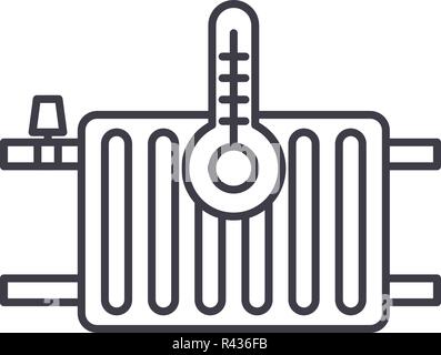 L'icône de la ligne de radiateurs de chauffage concept. Chauffage radiateurs vector illustration linéaire, symbole, d'un signe Illustration de Vecteur