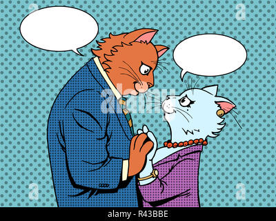 Couple in love cats personnages Banque D'Images