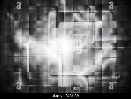 Verre transparent carrés noirs. Abstract tech conception géométrique Banque D'Images
