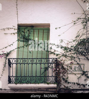 Un closeup détail d'une maison à carré orange, Vieille Ville, Marbella. Banque D'Images