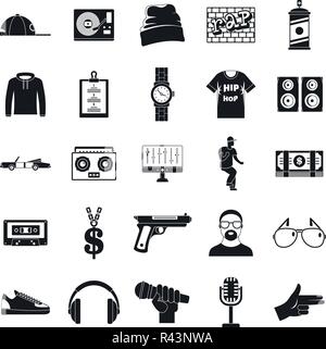 Swag rap hiphop musique danse icons set. Illustration simple de 16 rap hiphop swag musique danse vector icons for web Illustration de Vecteur