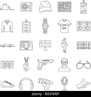 Swag rap hiphop musique danse icons set. Illustration de contour 16 rap hiphop swag musique danse vector icons for web Illustration de Vecteur