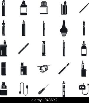 La fumée de cigarette électronique cig mod icons set. Illustration simple de 25 cigarette électronique fumer cig mod icônes vectorielles pour le web Illustration de Vecteur