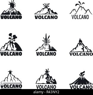 La lave de l'éruption du volcan séisme icônes des set. Simple illustration de la lave de l'éruption du volcan 9 logotype vectoriel séisme d'icônes pour site web Illustration de Vecteur