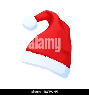 Rouge Santa Claus hat cap, Nouvel an isolated on white Illustration de Vecteur