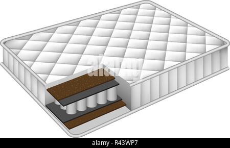 Matelas, découper une maquette. Illustration réaliste de matelas, découper des maquettes vecteur pour la conception web isolé sur fond blanc Illustration de Vecteur