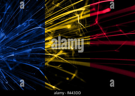 Tchad drapeau mousseux d'artifice abstrait. Nouvelle année, Noël et le concept de la fête nationale Banque D'Images