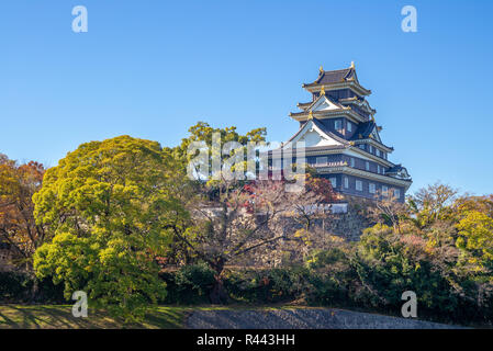Donjon (tenshu) du château d'Okayama au Japon Banque D'Images