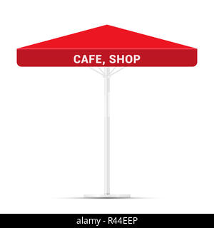 Série d'Auvents commerciaux. Shop, café ou restaurant symbole. La place Rouge auvent parapluie isolé sur fond blanc. L'élément de conception pour l'affiche, bannière, Banque D'Images