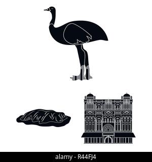 Pays Australie icônes noires dans set collection pour design.Travel et attractions symbole vecteur illustration de stock. Illustration de Vecteur