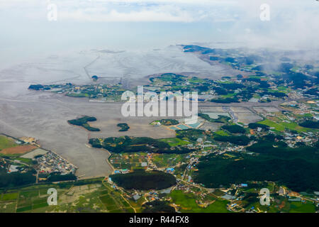 Voir les photos aériennes de l'île de la Corée du Sud Banque D'Images