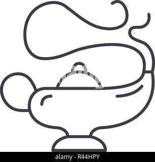 L'icône de la ligne de lampe magique concept. Lampe magique vector illustration linéaire, symbole, d'un signe Illustration de Vecteur