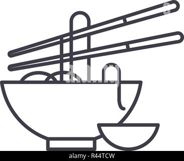 L'icône de la ligne de nouilles de concept. Vector illustration linéaire nouilles, symbole, d'un signe Illustration de Vecteur