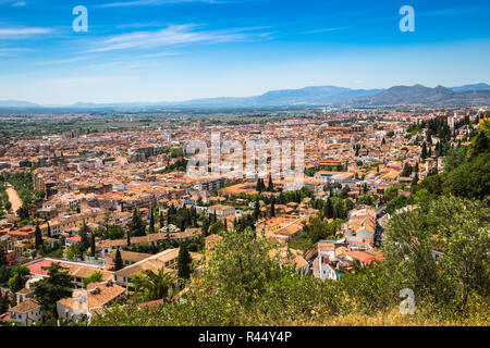 Espagne, Andalousie, région,ville de Grenade panorama depuis le point de vue de l'ALHAMBRA Banque D'Images