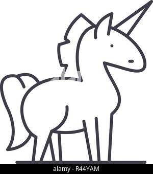 L'icône de la ligne Unicorn concept. Vector illustration linéaire Unicorn, symbole, d'un signe Illustration de Vecteur