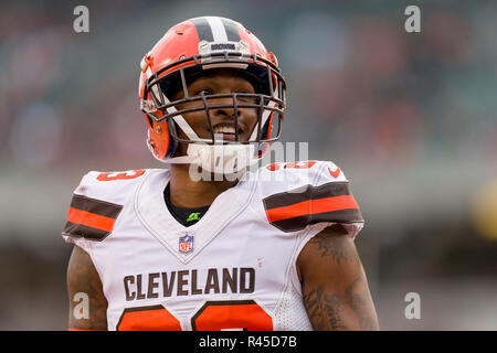 Cincinnati, OH, USA. 25Th Nov, 2018. La sécurité forte Damarious Cleveland Browns Randall (23) réagit dans un match entre les Cleveland Browns et les Bengals de Cincinnati le 25 novembre 2018 au Stade Paul Brown à Cincinnati, OH. Adam Lacy/CSM/Alamy Live News Banque D'Images