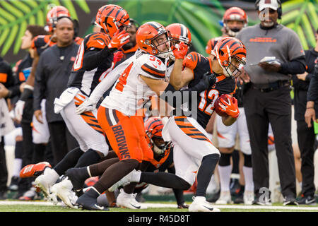 Cincinnati, OH, USA. 25Th Nov, 2018. Cincinnati Bengals wide receiver Alex Erickson (12) porte la balle sur un punt return dans un match entre les Cleveland Browns et les Bengals de Cincinnati le 25 novembre 2018 au Stade Paul Brown à Cincinnati, OH. Adam Lacy/CSM/Alamy Live News Banque D'Images