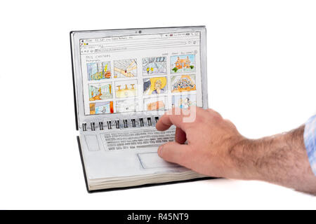 Site web de la version dessiné à la main dans l'ordinateur portable Banque D'Images