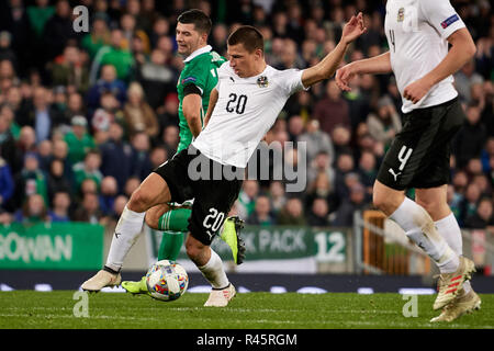 Belfast, en Irlande du Nord, Royaume-Uni. 18 Nov 2018. L'Irlande du Nord contre l'Autriche, de l'UEFA Ligue des Nations Unies. Stade national à Windsor Park. XtraTimeSports (Crédit : Darren McKinstry) / Alamy Live News. Banque D'Images