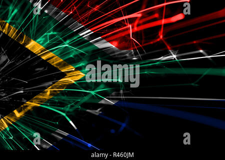 L'Afrique du Sud d'artifice abstrait drapeau mousseux. Nouvelle année, Noël et le concept de la fête nationale Banque D'Images