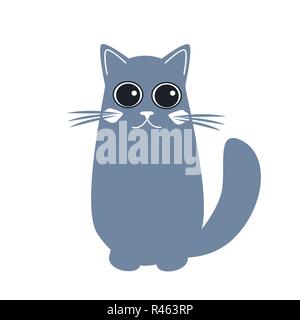 Chat mignon dans le style. Simple caricature icône cat sur un fond noir. Vector Illustration Illustration de Vecteur