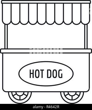 Hot dog panier rue icône. Contours street panier Chien chaud icône vecteur pour la conception web isolé sur fond blanc Illustration de Vecteur