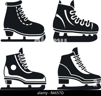 Patins à glace Boot icon set. Simple Ensemble de patins à glace d'icônes vectorielles pour le web design sur fond blanc Illustration de Vecteur