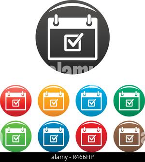 Vérifier la date de la réunion icons set 9 vecteur de couleur isolé sur blanc pour toute conception Illustration de Vecteur