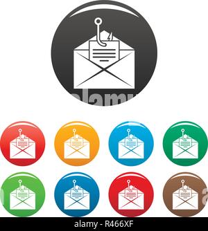 Courrier personnel Phishing icons set 9 vecteur de couleur isolé sur blanc pour toute conception Illustration de Vecteur