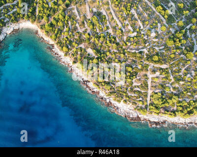 Détail de la côte rocheuse, l'île de Murter , Croatie Banque D'Images