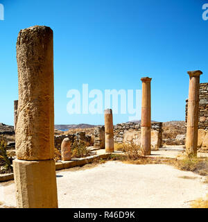 L'archéologie en Grèce le delos historycal acropole et vieille ruine plan du Banque D'Images