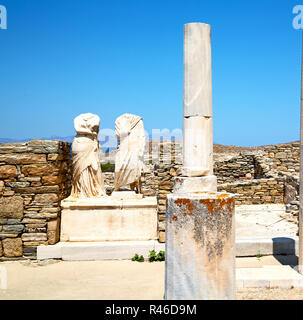 L'archéologie en Grèce le delos historycal acropole et vieille ruine plan du Banque D'Images