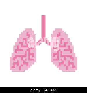 Les poumons des organes internes art. pixel 8 bits. Pixélisation anatomy 16bit. Le vieux jeu style graphique informatique Illustration de Vecteur