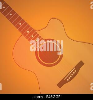 La guitare sur fond orange. Vector wallpaper neutre. Illustration de Vecteur