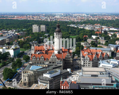 Voir le nouvel hôtel de ville de Leipzig Banque D'Images