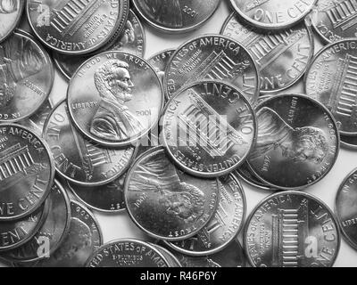 Le noir et blanc Dollar coins background Banque D'Images