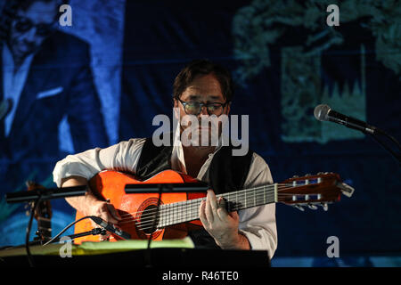 Cracovie, Pologne - 2 novembre, 2018 : le jazz fusion américain et le guitariste de jazz latin Al Di Meola en live sur l'Kijow.Le Centre de la scène à Cracovie, Pola Banque D'Images