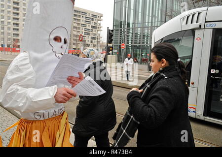 Les employés de la SEITA Riom protester contre la fermeture de l'atelier, Lyon, France Banque D'Images