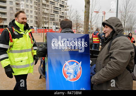 Les employés de la SEITA Riom protester contre la fermeture de l'atelier, Lyon, France Banque D'Images