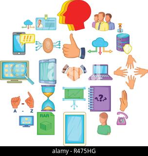 Informations utiles icons set, cartoon style Illustration de Vecteur