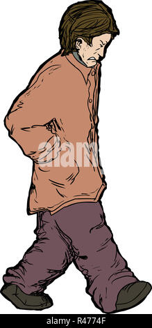 L'homme bouleversé de marcher seul Banque D'Images