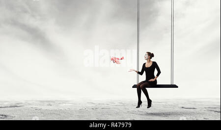 Jeune femme mime. Technique mixte Banque D'Images