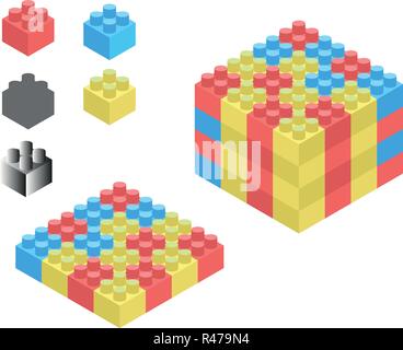 Vecteur d'éducation isométrique lego Illustration de Vecteur