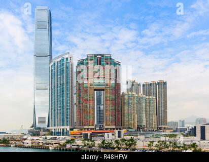 Hong Kong développement de l'Union square dont l'International Commerce Centre, le Harbourside et à l'Arche, à l'Ouest de Kowloon, Hong Kong Banque D'Images