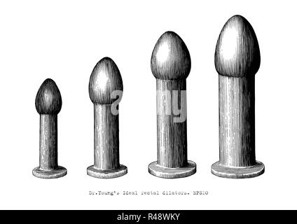 Le dilatateur rectal équipements taille 4 dessin à la main vintage illustration Illustration de Vecteur