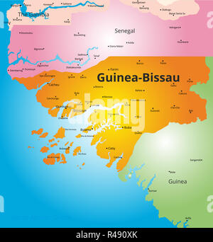 Carte des couleurs de la Guinée-Bissau Banque D'Images