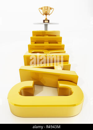 Étapes de carrière menant à travers la coupe d'or. 3D illustration. Banque D'Images
