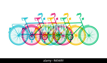 Vélo rétro silhouette concept coloré vélo Banque D'Images