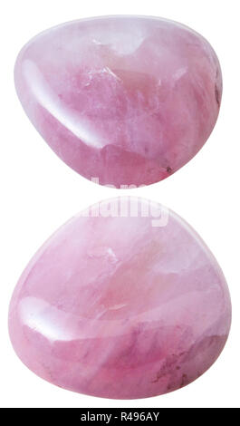 Deux pierres de quartz rose isolated Banque D'Images