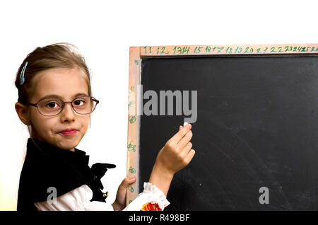 Lycéenne a écrit sur le tableau noir Banque D'Images